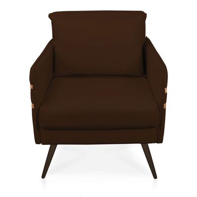 Poltrona Mari Suede Marrom Pés Palito De Ferro Marrom