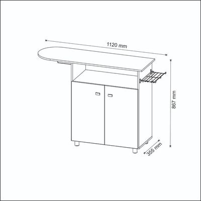 Tábua De Passar Roupa Com Armário 2 Portas Cr30007 Branca
