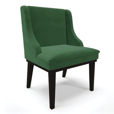 Cadeira Liz Veludo Verde Base Fixa Madeira Preto -