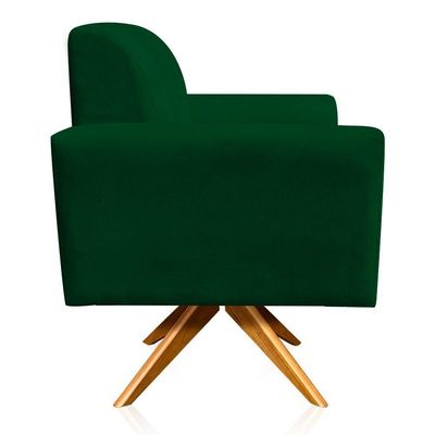 Poltrona Giratória Viena Gomada Verde Base Madeira Ma30