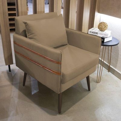 Poltrona Mari Suede Pés Palito De Ferro Marrom Marrom Rato