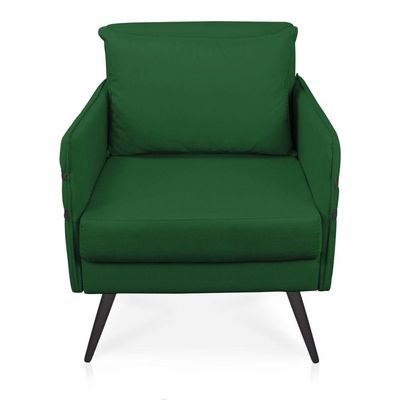 Poltrona Mari Suede Verde Pés Palito De Ferro Preto D'Rossi
