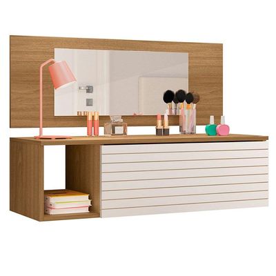 Penteadeira Suspensa Com Painel E Espelho Joy Nature Branco