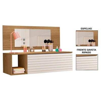 Penteadeira Suspensa Com Painel E Espelho Joy Nature Branco