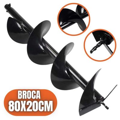 Broca 80x20cm Para Perfuradores De Solo Com Encaixe De 20mm