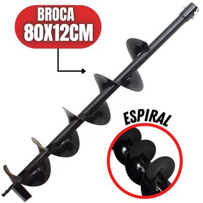 Broca 80x12cm Para Perfuradores De Solo Com Encaixe De 20mm