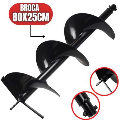 Broca De Espiral Simples Helicoidal 80x25cm Em Aço Especial