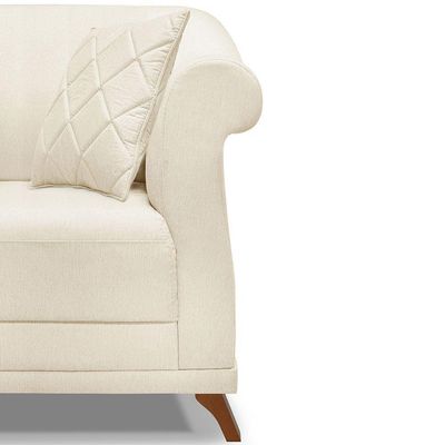Poltrona Para Sala De Estar Linho Pés CastanhoCor Natural