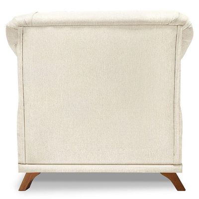 Poltrona Para Sala De Estar Linho Pés CastanhoCor Natural