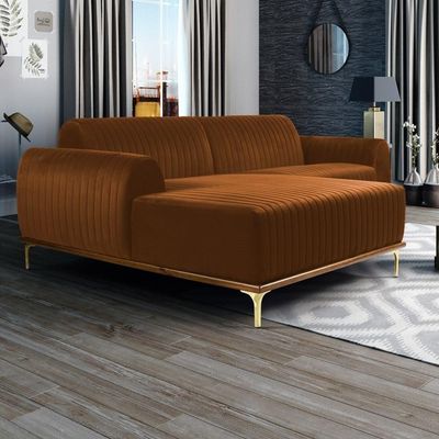 Sofá 245cm 4 Lugares Chaise Esquerdo Pés Gold B-262 Telha