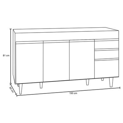 Balcão Gabinete Para Pia 150cm Sem Tampo 4 Portas 2 Gavetas