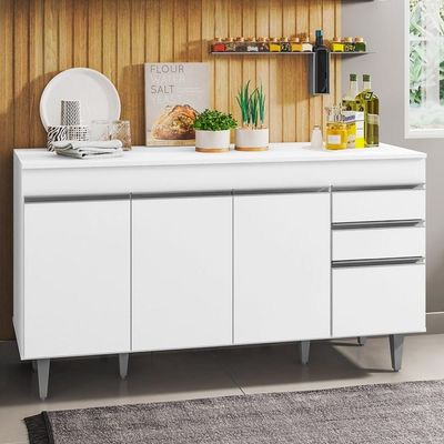 Balcão Gabinete Para Pia 150cm Com Tampo 4 Portas 2 Gavetas