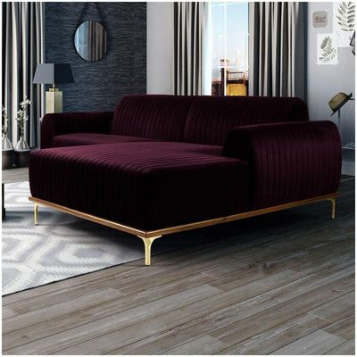 Sofá 300cm 5 Lugares Com Chaise DireitoMolino B-292 Veludo