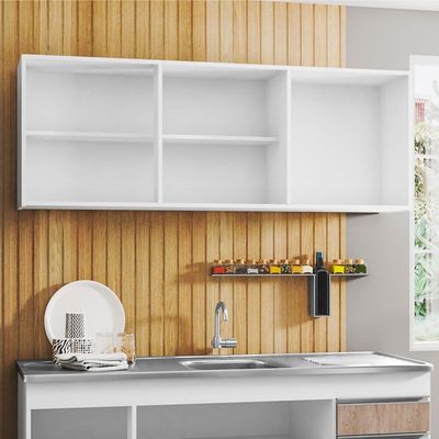 Armário Aéreo 150Cm 3 Portas Argélia Branco/Castanho