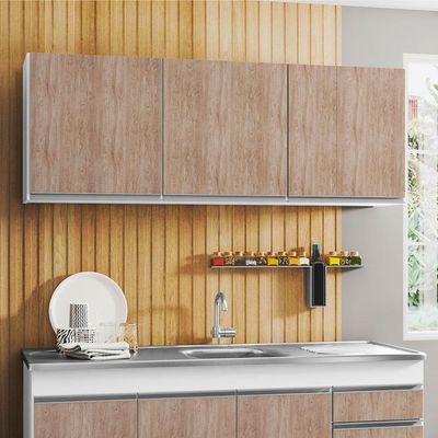 Armário Aéreo 150Cm 3 Portas Argélia Branco/Castanho