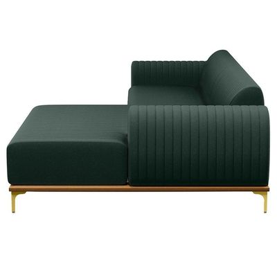 Sofá 230cm 4 Lugares Chaise Direito Pés Gold C-117 Verde