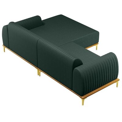 Sofá 230cm 4 Lugares Chaise Direito Pés Gold C-117 Verde
