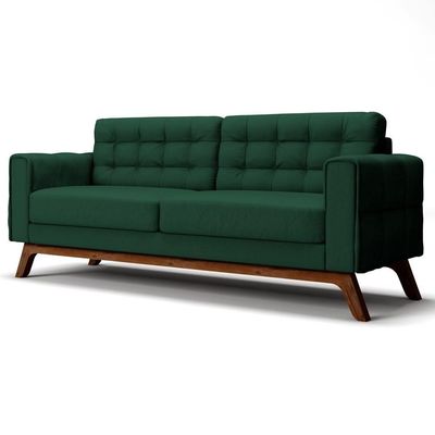 Sofá 230 Cm 3 Lugares Sandero B-303 Veludo Verde - Domi