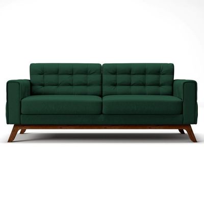 Sofá 230 Cm 3 Lugares Sandero B-303 Veludo Verde - Domi