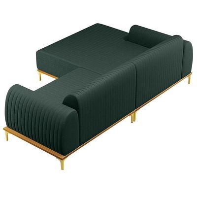 Sofá 255cm 4 Lugares Chaise Esquerdo Pés Gold C-117 Verde