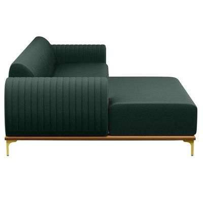 Sofá 255cm 4 Lugares Chaise Esquerdo Pés Gold C-117 Verde
