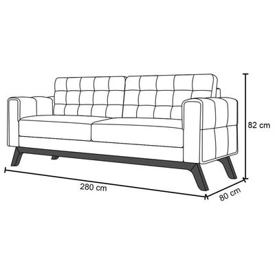 Sofá 280 Cm 4 Lugares Sandero B-300 Veludo Preto - Domi