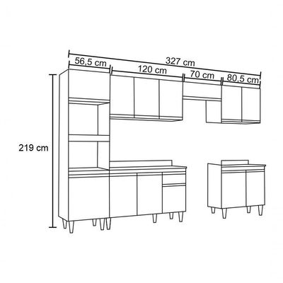 Cozinha Modulada 6 Módulos Composição 8 Branco