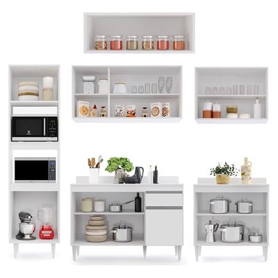 Cozinha Modulada 6 Módulos Composição 8 Branco
