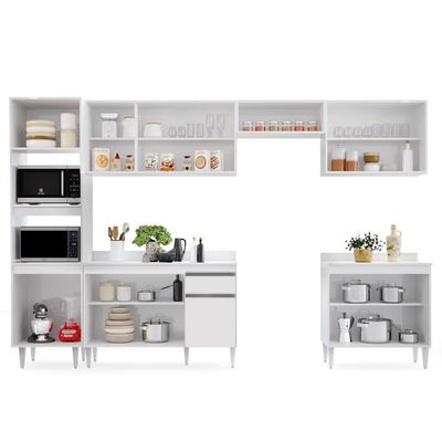 Cozinha Modulada 6 Módulos Composição 8 Branco