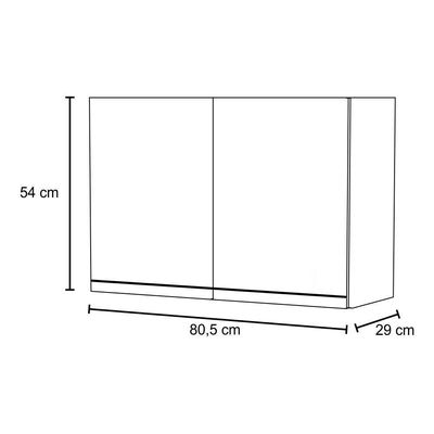 Armário Aéreo 80cm 2 Portas Califórnia Branco/preto