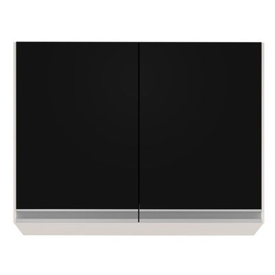 Armário Aéreo 80cm 2 Portas Califórnia Branco/preto