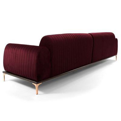 Sofá 350cm 6 Lugares Chaise Direito Pés Gold B-278 Marsala