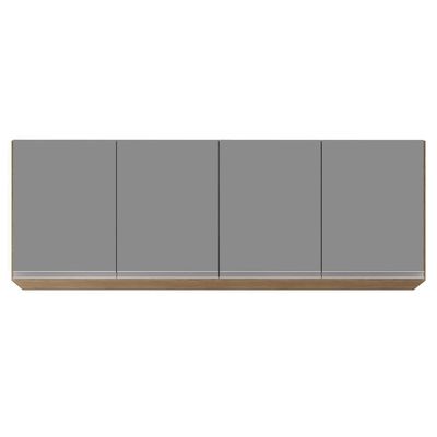 Armário Aéreo 160cm 4 Portas Nevada Castanho/Cinza