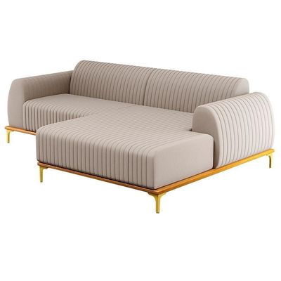 Sofá 245cm 4 Lugares Chaise Direito Pés Gold C-107 Bege