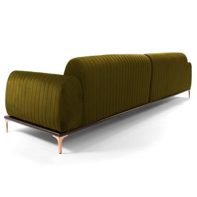Sofá 245cm 4 Lugares Chaise Direito Pés Gold B-260 Mostarda