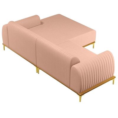 Sofá 245cm 4 Lugares Chaise Direito Pés Gold C-105 Rosê