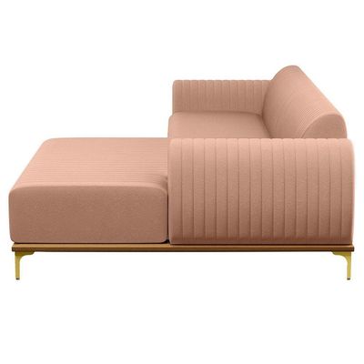 Sofá 245cm 4 Lugares Chaise Direito Pés Gold C-105 Rosê
