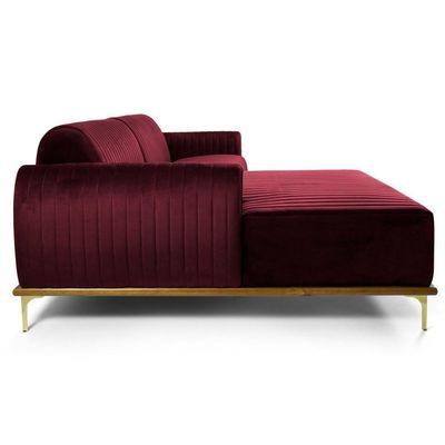 Sofá 300cm 5 Lugares Chaise Esquerdo Pés Gold B-278 Marsala