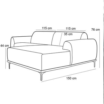 Sofá 230cm 4 Lugares Chaise Direito Pés Gold B-260 Mostarda