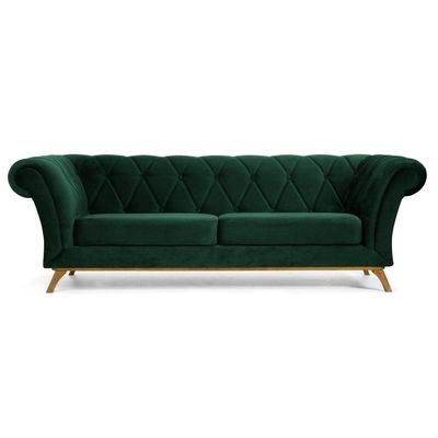 Sofá 210cm 3 Lugares Base Madeira Império B-303 Verde Musgo