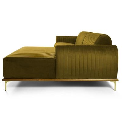 Sofá 230cm 4 Lugares Chaise Direito Pés Gold B-260 Mostarda