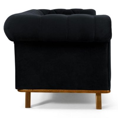 Sofá 180cm 3 Lugares Base Madeira Império B-300 Preto