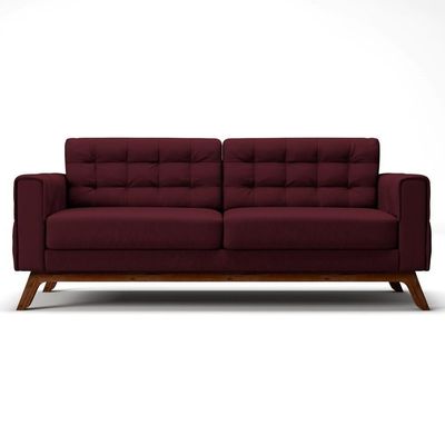 Sofá 210 Cm 3 Lugares Sandero B-278 Veludo Marsala - Domi