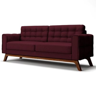 Sofá 210 Cm 3 Lugares Sandero B-278 Veludo Marsala - Domi