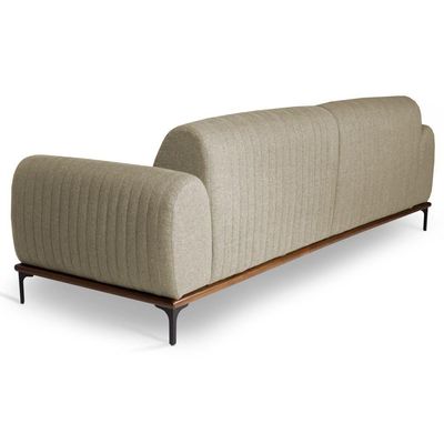 Sofá 180cm 3 Lugares Pés Preto Molino C-129 Linho Bege