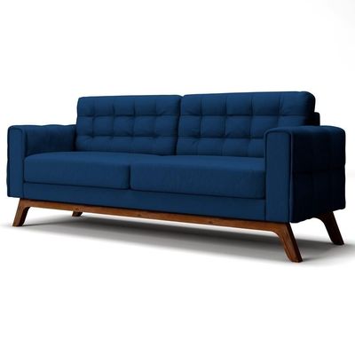 Sofá 180 Cm 3 Lugares Sandero B-304 Veludo Azul Marinho