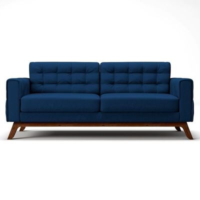 Sofá 180 Cm 3 Lugares Sandero B-304 Veludo Azul Marinho