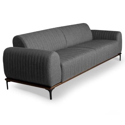 Sofá 280cm 4 Lugares Pés Preto Molino C-416 Linho Cinza