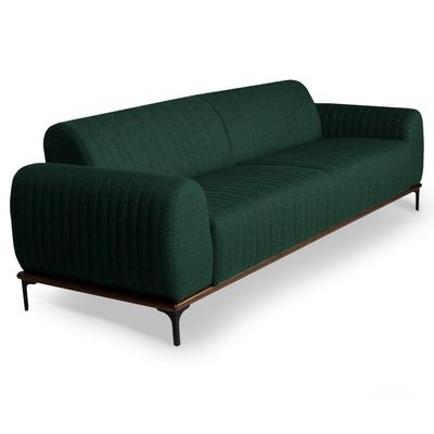 Sofá 280cm 4 Lugares Pés Preto C-117 Linho Verde Musgo