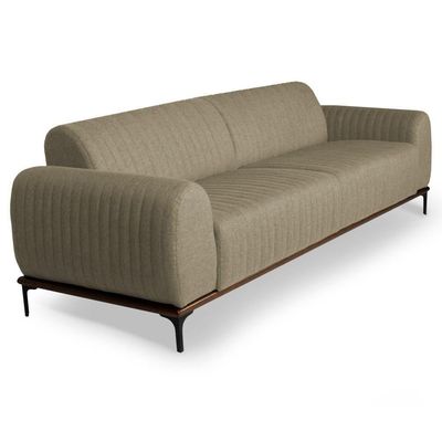 Sofá 230cm 3 Lugares Pés Preto Molino C-129 Linho Bege